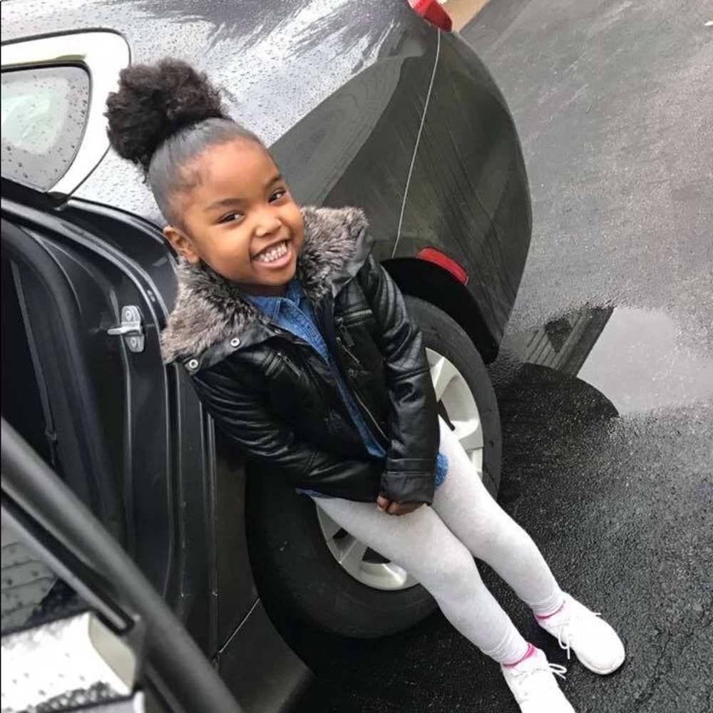 Jou jou faux leather jacket with faux fur collar